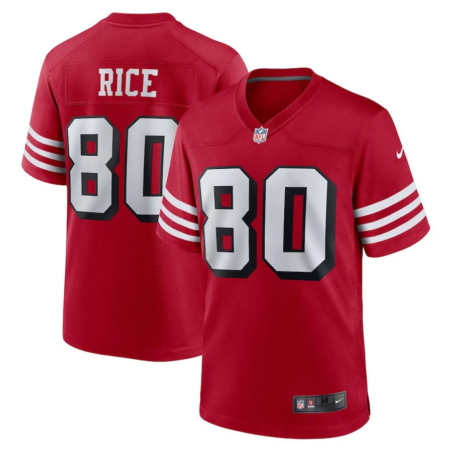 Men San Francisco 49ers #80 Jerry Rice Nike Scarlet Retired Alternate Game NFL Jersey